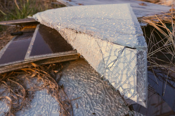 Solar panel, alternative electricity source - concept of sustainable resources, And this is the solar panel mono type is cracked