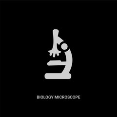 white biology microscope vector icon on black background. modern flat biology microscope from education concept vector sign symbol can be use for web, mobile and logo.