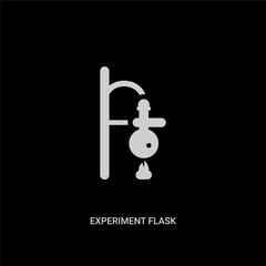 white experiment flask with leaves vector icon on black background. modern flat experiment flask with leaves from education concept vector sign symbol can be use for web, mobile and logo.