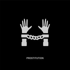 white prostitution vector icon on black background. modern flat prostitution from ecology and environment concept vector sign symbol can be use for web, mobile and logo.