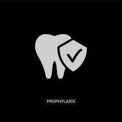 white prophylaxis vector icon on black background. modern flat prophylaxis from dentist concept vector sign symbol can be use for web, mobile and logo.