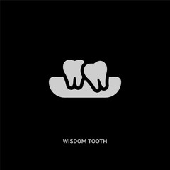 white wisdom tooth vector icon on black background. modern flat wisdom tooth from dentist concept vector sign symbol can be use for web, mobile and logo.