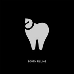 white tooth filling vector icon on black background. modern flat tooth filling from dentist concept vector sign symbol can be use for web, mobile and logo.