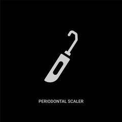 white periodontal scaler vector icon on black background. modern flat periodontal scaler from dentist concept vector sign symbol can be use for web, mobile and logo.