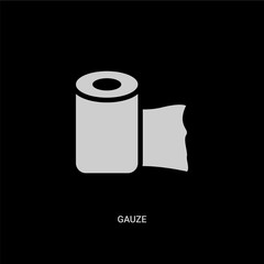 white gauze vector icon on black background. modern flat gauze from dentist concept vector sign symbol can be use for web, mobile and logo.