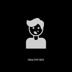 white healthy boy vector icon on black background. modern flat healthy boy from dentist concept vector sign symbol can be use for web, mobile and logo.