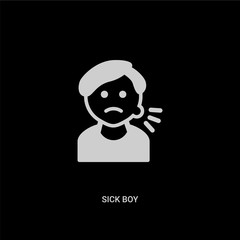 white sick boy vector icon on black background. modern flat sick boy from dentist concept vector sign symbol can be use for web, mobile and logo.