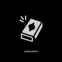 white quran book vector icon on black background. modern flat quran book from cultures concept vector sign symbol can be use for web, mobile and logo.