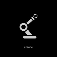 white robotic vector icon on black background. modern flat robotic from computer concept vector sign symbol can be use for web, mobile and logo.