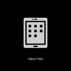 white tablet tool vector icon on black background. modern flat tablet tool from computer concept vector sign symbol can be use for web, mobile and logo.