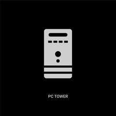 white pc tower vector icon on black background. modern flat pc tower from computer concept vector sign symbol can be use for web, mobile and logo.