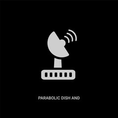 white parabolic dish and vector icon on black background. modern flat parabolic dish and from computer concept vector sign symbol can be use for web, mobile and logo.