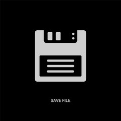 white save file vector icon on black background. modern flat save file from computer concept vector sign symbol can be use for web, mobile and logo.