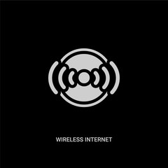 white wireless internet connection vector icon on black background. modern flat wireless internet connection from computer concept vector sign symbol can be use for web, mobile and logo.