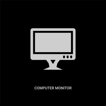 white computer monitor vector icon on black background. modern flat computer monitor from computer concept vector sign symbol can be use for web, mobile and logo.