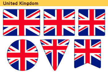 「イギリスの国旗」6個の形のアイコンデザイン