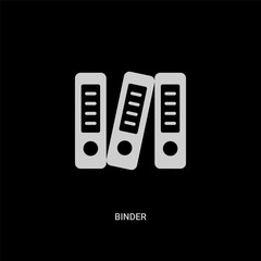 white binder vector icon on black background. modern flat binder from business and finance concept vector sign symbol can be use for web, mobile and logo.