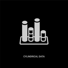 white cylindrical data graphic vector icon on black background. modern flat cylindrical data graphic from business concept vector sign symbol can be use for web, mobile and logo.