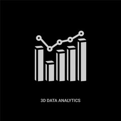 white 3d data analytics bars graphic vector icon on black background. modern flat 3d data analytics bars graphic from business concept vector sign symbol can be use for web, mobile and logo.