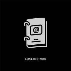white email contacts vector icon on black background. modern flat email contacts from business concept vector sign symbol can be use for web, mobile and logo.