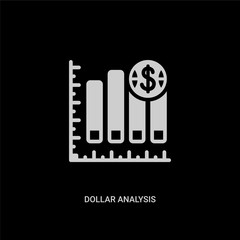 white dollar analysis bars chart vector icon on black background. modern flat dollar analysis bars chart from business concept vector sign symbol can be use for web, mobile and logo.