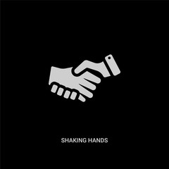white shaking hands vector icon on black background. modern flat shaking hands from business concept vector sign symbol can be use for web, mobile and logo.