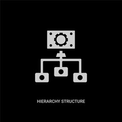 white hierarchy structure vector icon on black background. modern flat hierarchy structure from business concept vector sign symbol can be use for web, mobile and logo.