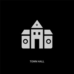 white town hall vector icon on black background. modern flat town hall from buildings concept vector sign symbol can be use for web, mobile and logo.