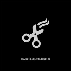 white hairdresser scissors vector icon on black background. modern flat hairdresser scissors from beauty concept vector sign symbol can be use for web, mobile and logo.