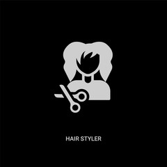 white hair styler vector icon on black background. modern flat hair styler from beauty concept vector sign symbol can be use for web, mobile and logo.
