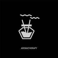 white aromatherapy vector icon on black background. modern flat aromatherapy from beauty concept vector sign symbol can be use for web, mobile and logo.