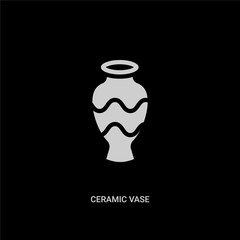 white ceramic vase vector icon on black background. modern flat ceramic vase from art concept vector sign symbol can be use for web, mobile and logo.