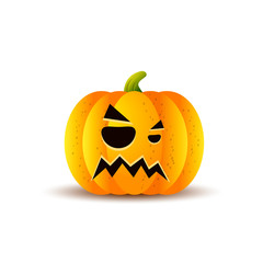 halloween pumpkins, funny faces on white background. vector illustration