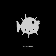 white globe fish vector icon on black background. modern flat globe fish from animals concept vector sign symbol can be use for web, mobile and logo. © Meth Mehr