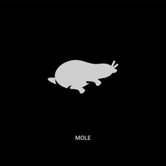white mole vector icon on black background. modern flat mole from animals concept vector sign symbol can be use for web, mobile and logo.