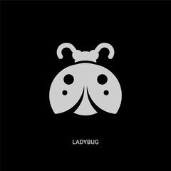 white ladybug vector icon on black background. modern flat ladybug from animals concept vector sign symbol can be use for web, mobile and logo.