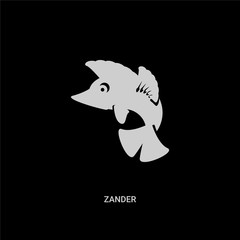 white zander vector icon on black background. modern flat zander from animals concept vector sign symbol can be use for web, mobile and logo.