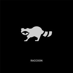white raccoon vector icon on black background. modern flat raccoon from animals concept vector sign symbol can be use for web, mobile and logo.