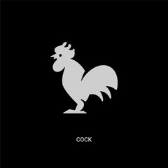 Fototapeta na wymiar white cock vector icon on black background. modern flat cock from animals concept vector sign symbol can be use for web, mobile and logo.