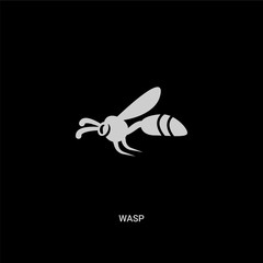 white wasp vector icon on black background. modern flat wasp from animals concept vector sign symbol can be use for web, mobile and logo.