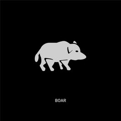 white boar vector icon on black background. modern flat boar from animals concept vector sign symbol can be use for web, mobile and logo.