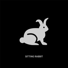 white sitting rabbit vector icon on black background. modern flat sitting rabbit from animals concept vector sign symbol can be use for web, mobile and logo.