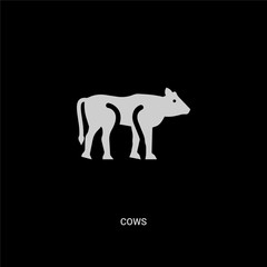 white cows vector icon on black background. modern flat cows from animals concept vector sign symbol can be use for web, mobile and logo.