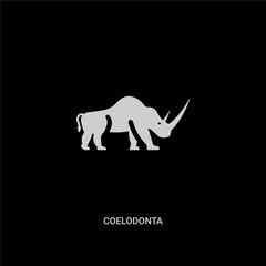 white coelodonta vector icon on black background. modern flat coelodonta from animals concept vector sign symbol can be use for web, mobile and logo.