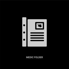 white medic folder vector icon on black background. modern flat medic folder from animals concept vector sign symbol can be use for web, mobile and logo.