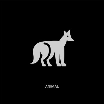 White Animal Vector Icon On Black Background. Modern Flat Animal From Animals Concept Vector Sign Symbol Can Be Use For Web, Mobile And Logo.