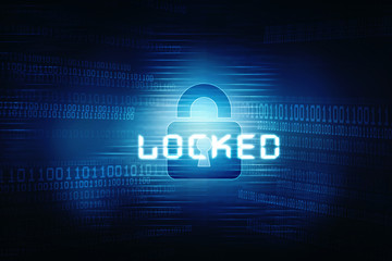 2d illustration Safety concept: Closed Padlock on digital background