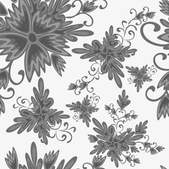 colorful abstract flowers on a white background seamless pattern vector illustration