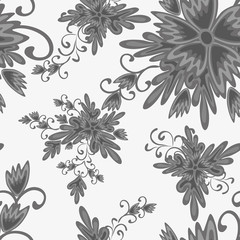 colorful abstract flowers on a white background seamless pattern vector illustration