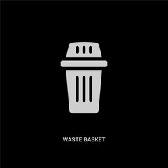 white waste basket vector icon on black background. modern flat waste basket from furniture and household concept vector sign symbol can be use for web, mobile and logo.